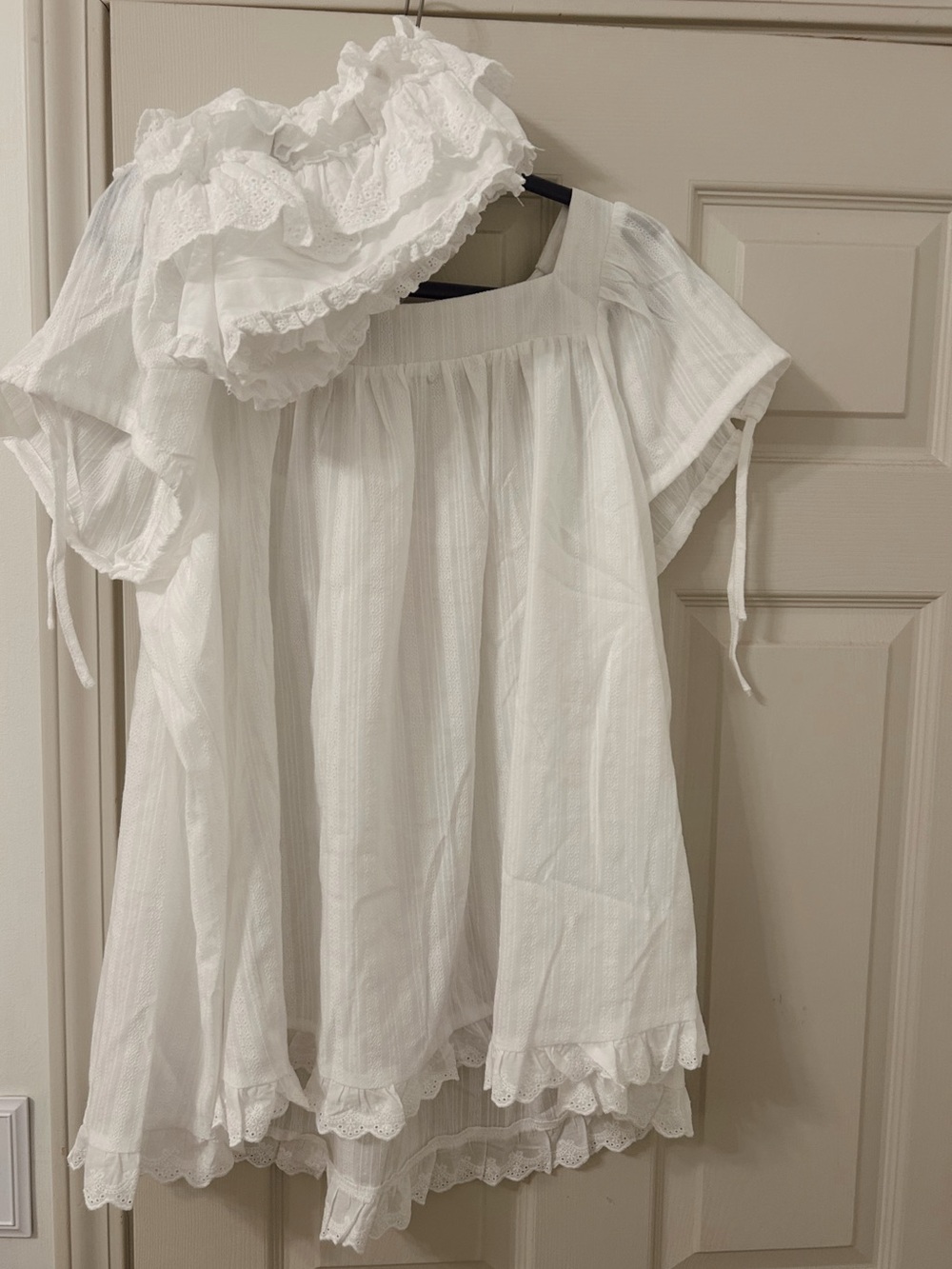 Cider White Layered Ruffle Cotton-Blend Shorts